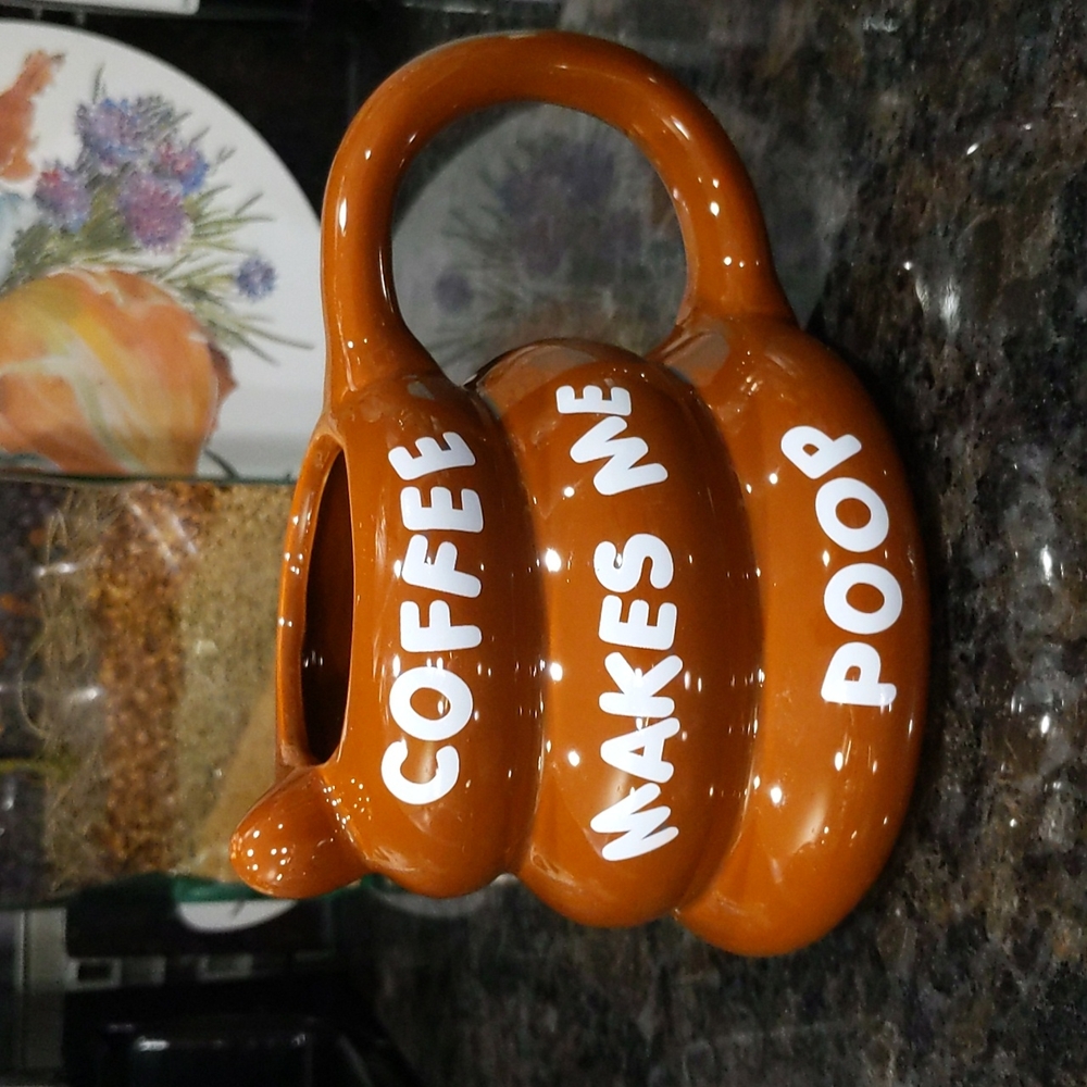 Big Mouth Coffee Makes Me Poop Coffee Mug in the Shape of Poop - Brown